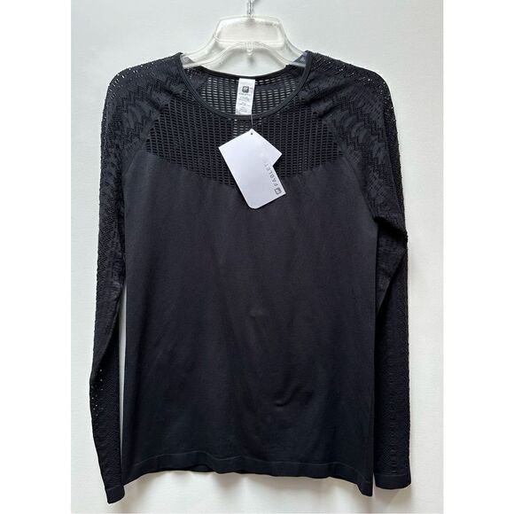 Fabletics Jeanie women’s black mesh sleeves & neckline shirt NWT size L #10-1116 - Picture 1 of 7